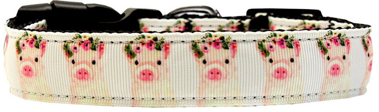 Pretty Baby Pigs Nylon Dog Collar Medium Narrow